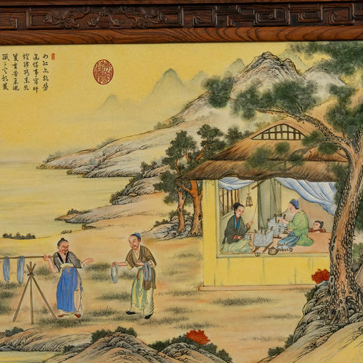 二十世纪 红木镶珐琅彩促织图瓷板画挂屏 商品图2