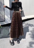伯妮斯茵 | 轻奢名媛风 亮丝金丝绒百褶裙 高腰中长款大摆裙 秋冬气质显瘦裙 HJ3B60 商品缩略图3