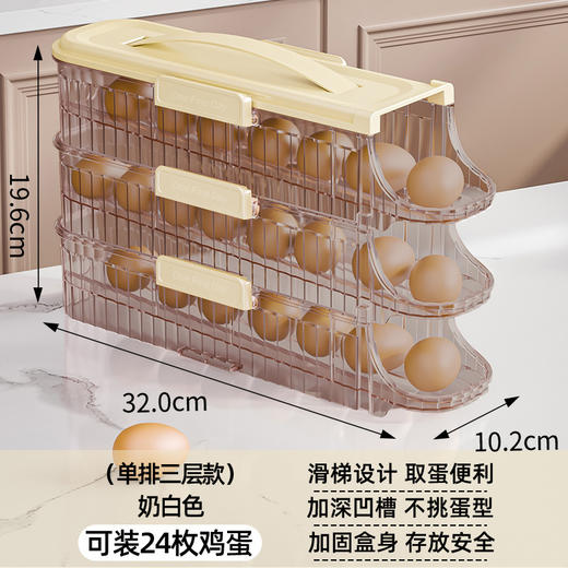 【会“滚蛋”的鸡蛋盒！轻松取蛋】冰箱门滚动鸡蛋架托鸡蛋收纳盒冰箱可叠加便携鸡蛋盒厨房装鸡蛋盒，告别抽拉开盖，取蛋轻而易举。ry 商品图6