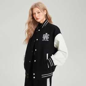 YKYB黄子韬拼接呢料耐磨挺括黑白撞色美式宽松百搭外套夹克