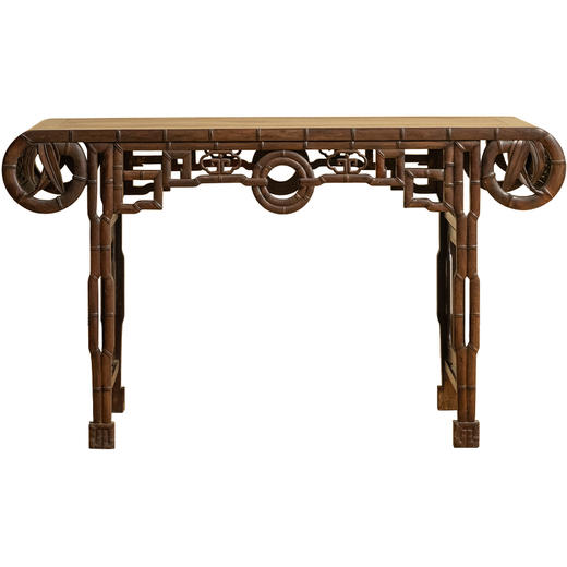 清 红木竹节工书卷式琴桌 商品图5