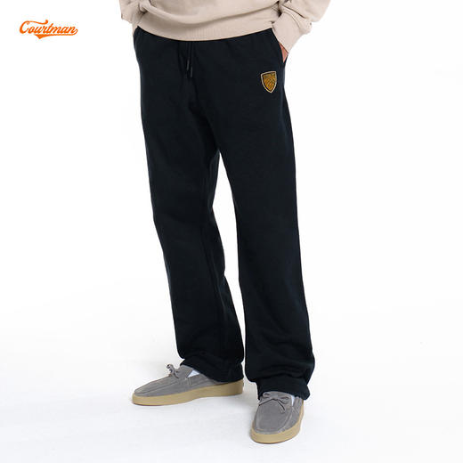 COURTMAN野球帝 运动直筒徽章宽松针织裤跑步训练篮球休闲卫裤男 商品图2