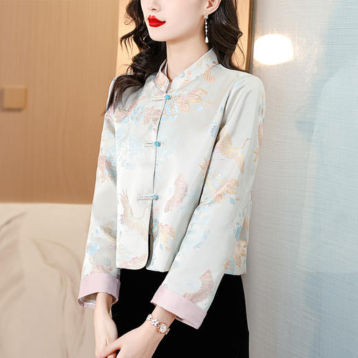 AHM2612 2024新品时尚提花新中式短外套修身百搭垂感改良西装 商品图2