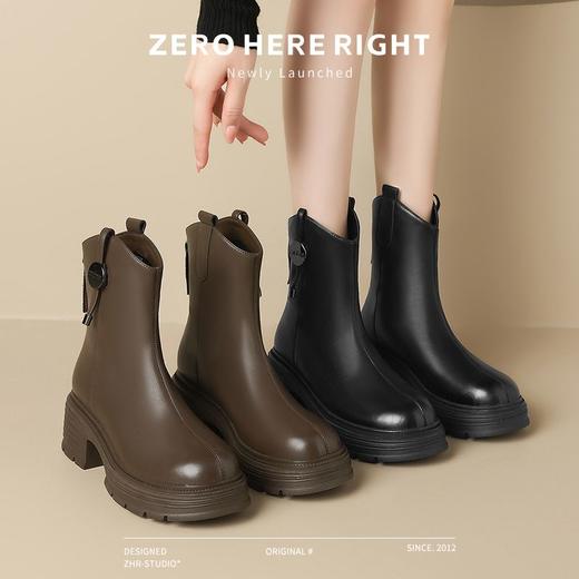 ZHR废土风加绒短靴女2024新款高级感ins叠穿时装靴子百搭轻便女靴 商品图7