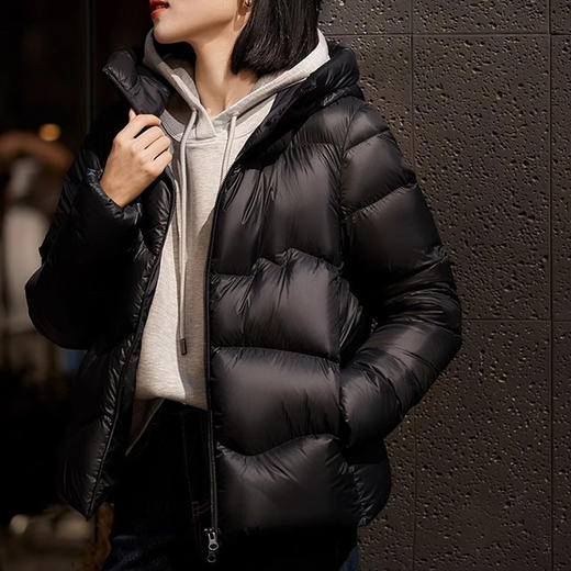 巨保暖！95白鹅绒五防连帽羽绒服女款高端女装短款外套平湖鹅绒服冬！ 商品图0