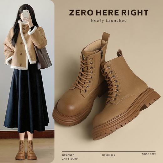 ZHR则则加绒增高马丁靴ins百搭女靴短靴2024秋冬款耐磨防滑工装靴 商品图1