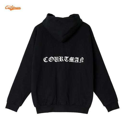 COURTMAN野球帝 美式复古情侣哥特logo印花宽松连帽运动休闲卫衣 商品图6
