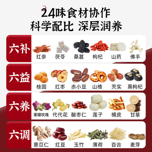 喜善花房24味红参玫瑰元气茶510g/盒（17g*30） 商品图1