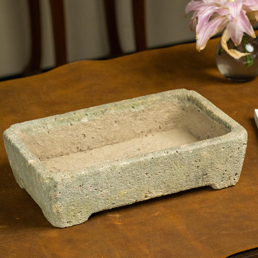 清 茶园青石委角方形赏盆 商品图2