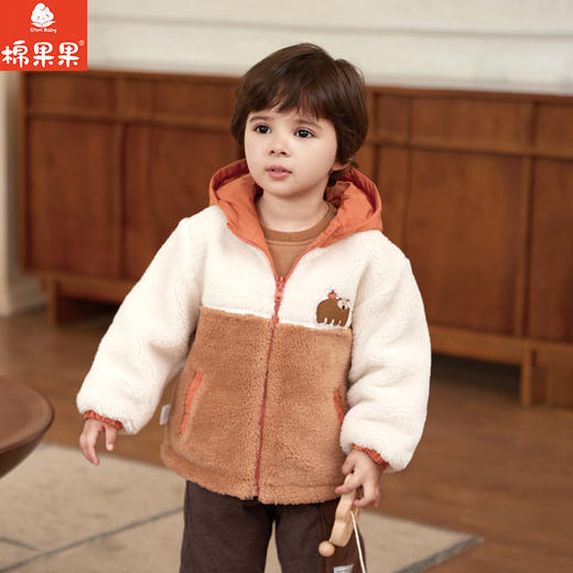 棉果果专柜同款冬季新品男童两面穿羊羔绒外套M412100424622 商品图0