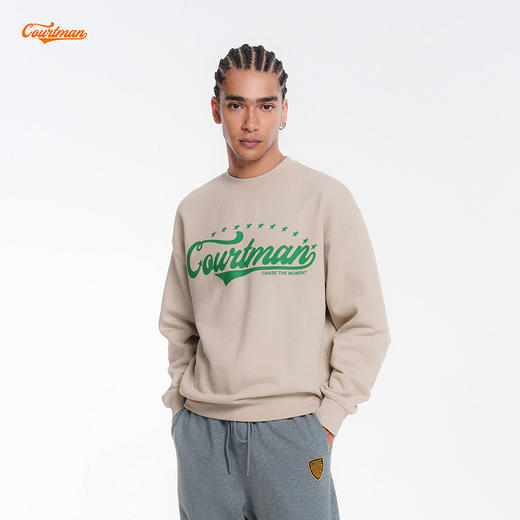 COURTMAN野球帝 星星复古logo字母印花卫衣休闲百搭运动情侣上衣 商品图0
