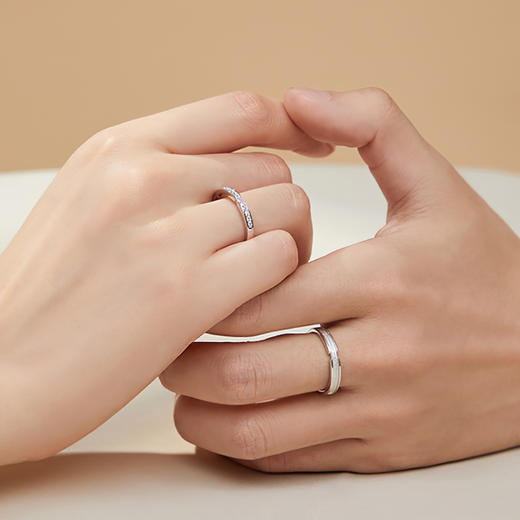 Winy925纯银相守誓言情侣戒指男女对戒可定制刻字送女友生日纪念日礼物 商品图6