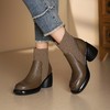 【预售5天】牛皮弹力针织袜筒靴秋冬季新款女靴厚底粗跟显瘦短靴高跟单靴GP&3036 商品缩略图1