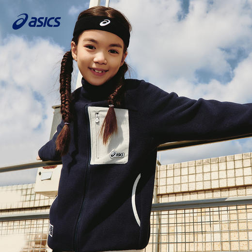 Asics/亚瑟士童装长袖圆领厚摇粒绒开衫保暖卫衣2024年秋冬新款 商品图2