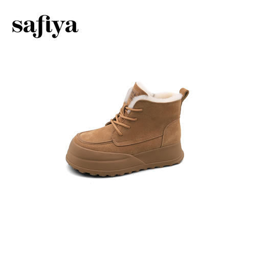 Safiya/索菲娅2024冬季加绒加厚保暖百搭系带羊羔毛复古雪地靴 SF4411A197 商品图1