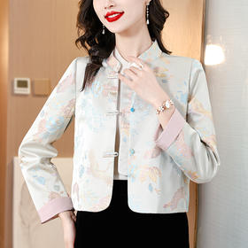 AHM2612 2024新品时尚提花新中式短外套修身百搭垂感改良西装