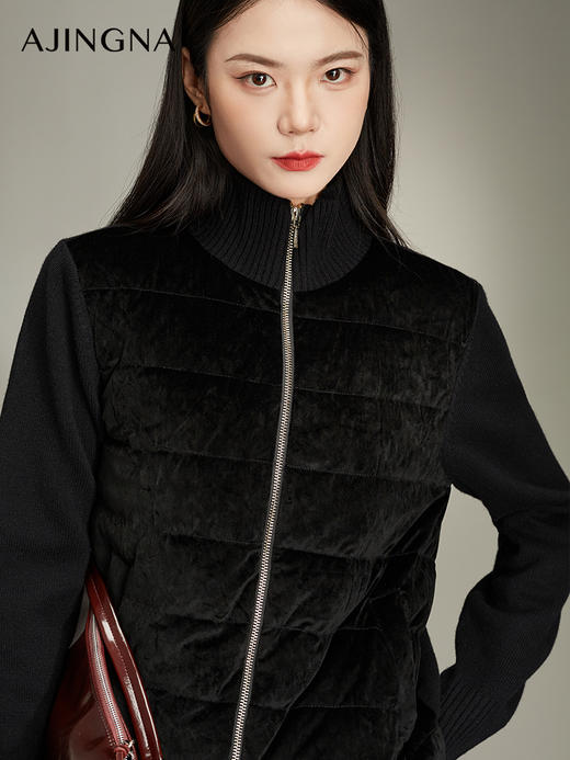 【商场同款】阿菁娜冬季新款拼接羽绒夹克A29D216056 商品图3