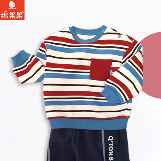 棉果果专柜同款冬季新品男童圆领复合绒加绒卫衣M412180424629 商品图0