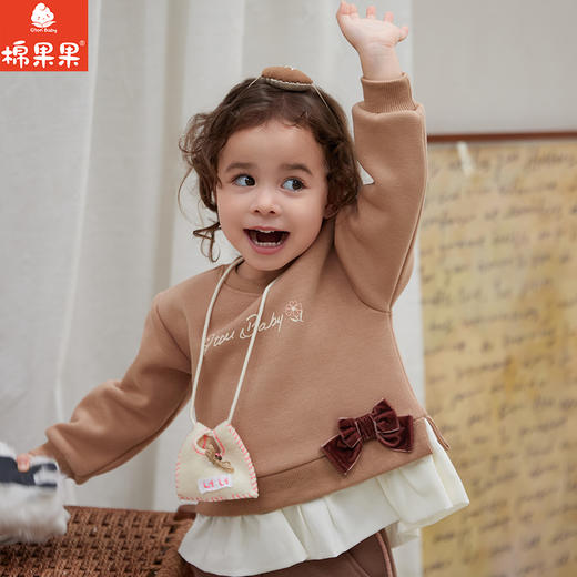 棉果果专柜同款冬季新品女童假两件加绒卫衣M422180424604 商品图0