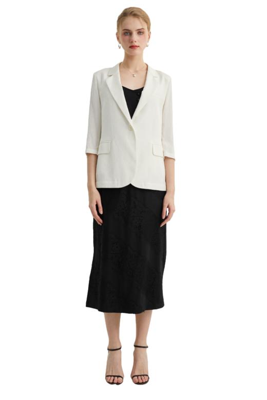 VIVIAN LIU薇薇安刘R2423103春女装新款翻领一粒扣七分袖圆摆西装 商品图5