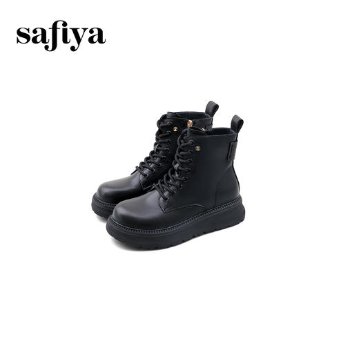 Safiya/索菲娅2024冬英伦风圆头侧拉链时尚粗高跟厚底马丁靴 SF44116268 商品图5
