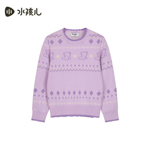水孩儿童装秋冬新款女童针织上衣儿童可爱卡通套头线衣 商品图0