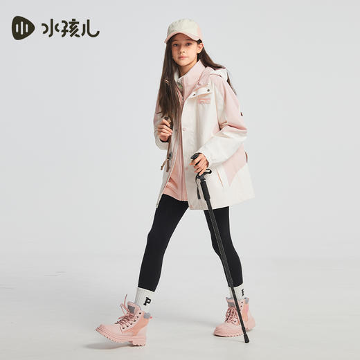 水孩儿童装秋冬新款儿童可拆卸外套男童三防拼色上衣女童加绒厚风衣 商品图4