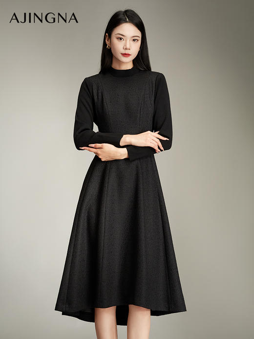 【商场同款】阿菁娜2024冬季新款韩版气质小黑裙A30D112012 商品图2