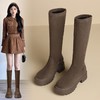 ZHR则则加绒长筒靴女2024秋冬新款厚底弹力瘦瘦靴百搭不过膝长靴 商品缩略图1