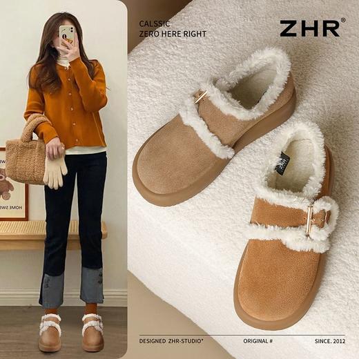 ZHR则则加绒勃肯鞋女2024冬季款保暖加厚真皮超软棉鞋东北雪地靴 商品图6