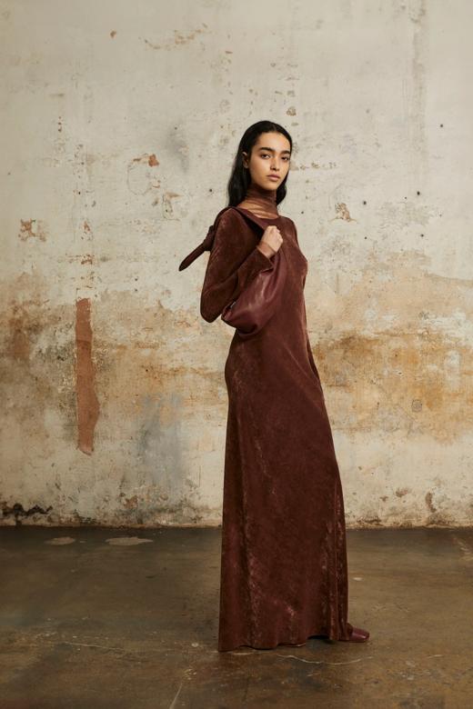 Cortana  酒红色ROISIN斜裁连衣裙 商品图8