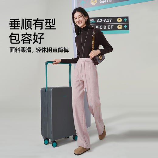 【初春穿刚好】逸阳仿羊绒窄版阔腿裤女高腰垂感直筒宽松休闲白色长裤子1574 商品图6