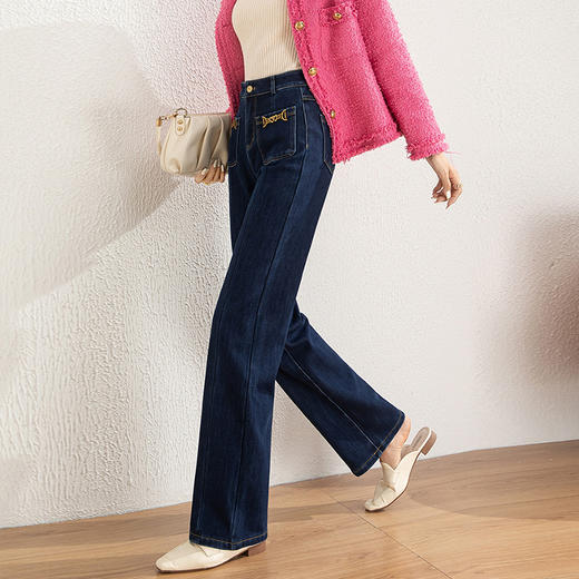 【高货rg】全新升级【铂金会员165/天猫219/差价54】(04924) 洛诗琳加绒加厚牛仔复合直筒裤2024年创意高腰窄版阔腿裤 商品图2