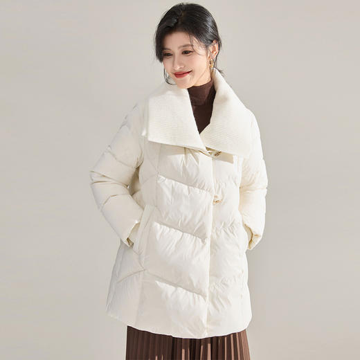 【高货sh】全新升级【铂金会员873/天猫1189/差价316】(05907) 洛诗琳冬季气质百搭软糯针织翻领加厚90白鸭绒羽绒服 商品图4