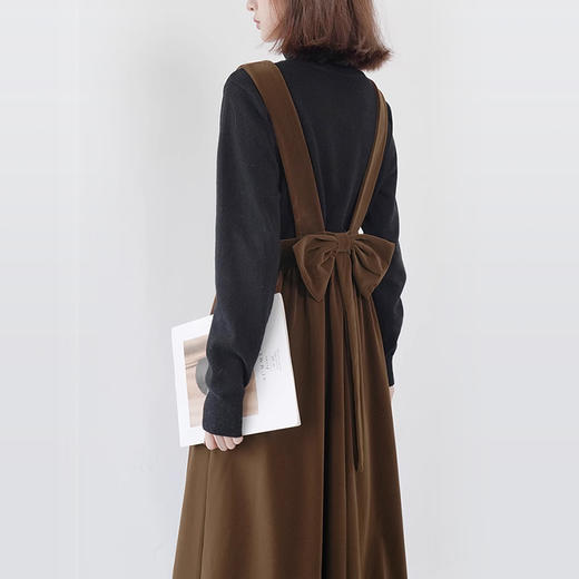 裁缝学苑AQ383法式丝绒百褶连衣裙纸样女装收腰复古蝴蝶结背带裙子样板 商品图3