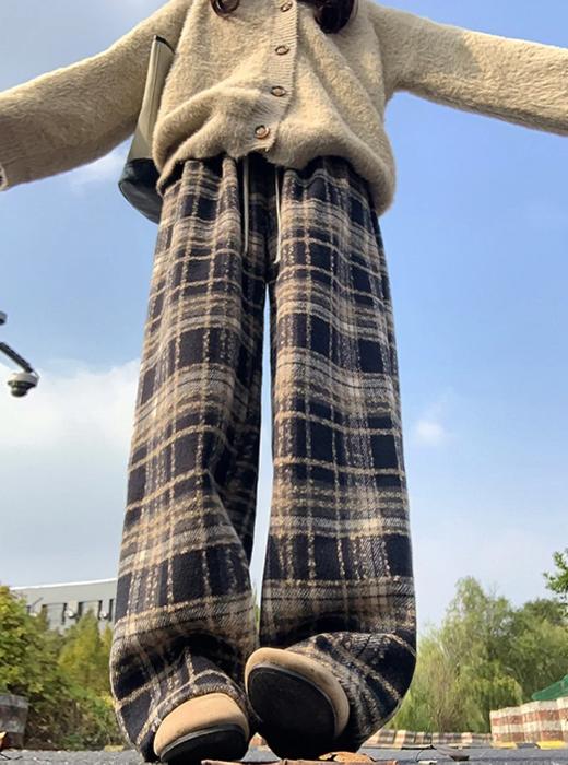 <曾小咸推荐>黑青格毛呢阔腿裤 不加绒日常139/件 活动价89.99！！加绒日常159/件 活动价99.99！！【预售款，预计3-15天发货】 商品图5