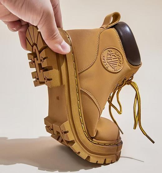 男女同款经典纯皮擦色大黄蜂军旅百搭裸靴 商品图13