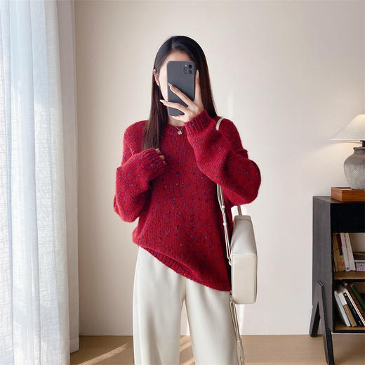 2024莫奈彩点花纱软糯重工毛衣！羊绒羊毛浣熊绒亮片针织衫加厚毛衣！ 商品图5