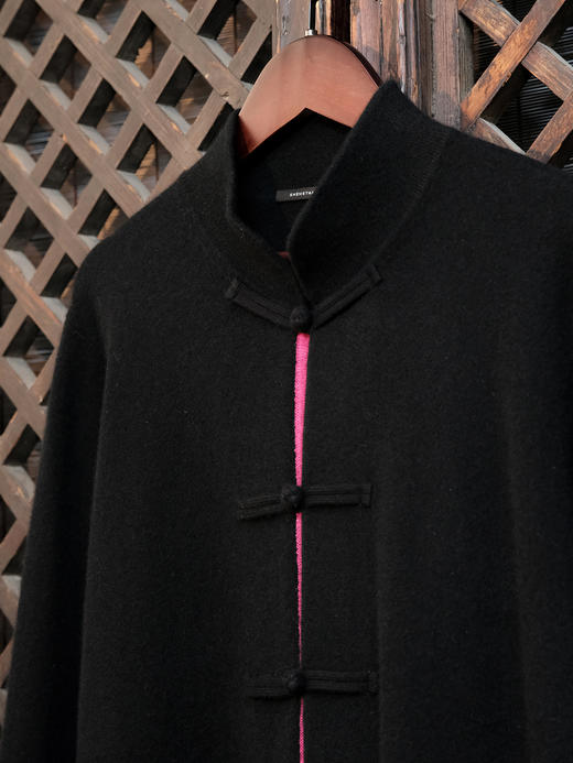 盛唐牡丹| 新中式女士针织羊绒衫（里玫红色） 商品图4