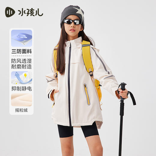 水孩儿童装2024秋冬新款儿童三防外套男童时尚加绒厚风衣女童上衣 商品图2