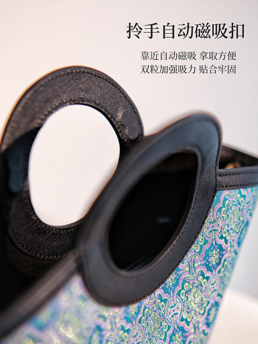 介面DU家定制——宋锦新中式国风包包  国内鼎JI工厂代工 奢品包包代工 金元宝手工宋锦包 宋锦拼接纳帕牛皮 皮质细腻光泽  传递中国传统非遗国风美（介面挚爱粉&花花品质生活粉丝专享） 商品图10