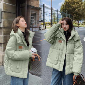 连帽羽绒棉服女 秋冬新款韩版大码宽松小个子面包服外套棉袄
