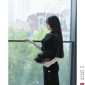 【墨 青】精美柔顺丝绒改良旗袍气质优雅新中式