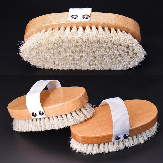 带绳椭圆马毛刷原木鞋刷子清洁软毛刷 商品图5