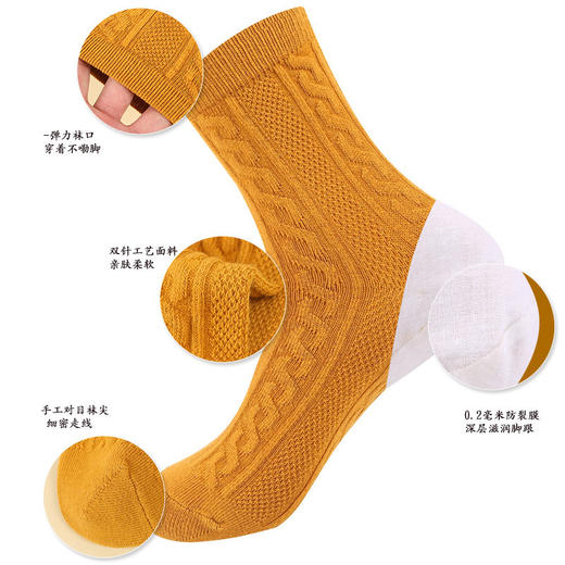 【男/女双针防裂袜】秋冬新款修复干裂深层滋润 棉袜筒袜纯色百搭条纹防裂袜 商品图1