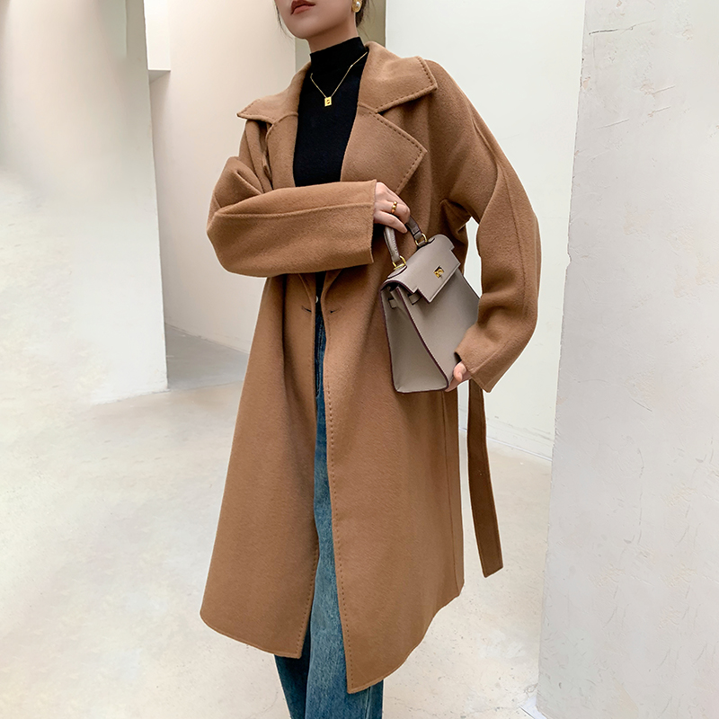 【清河羊毛羊绒专场】鹿展503 女士羊绒大衣 10%山羊绒 90%羊毛