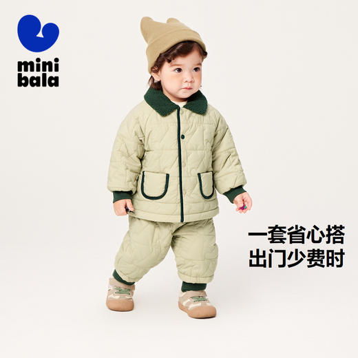 迷你巴拉长袖套装男女童抗菌棉翻领开襟棉服棉裤两件套冬新款 商品图1