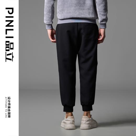 PINLI品立秋季新款宽松束脚九分裤男士潮牌个性黑色休闲裤子B243117051 商品图2