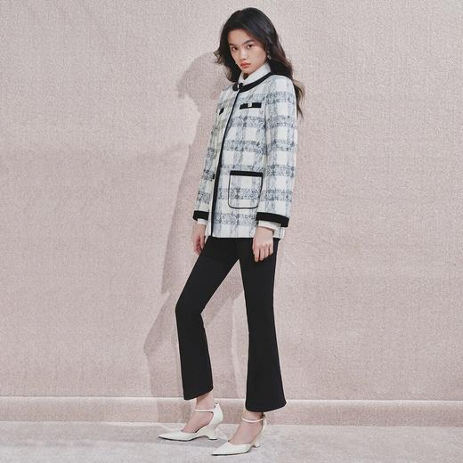 格纹长毛呢外套浪漫复古感千金上衣秋冬女 商品图2