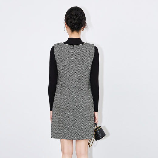 【高货wl】全新升级【铂金会员349/天猫469/差价120】(13144) 洛诗琳小香风V领钉钻无袖背心连衣裙针织打底衫两件套 商品图4